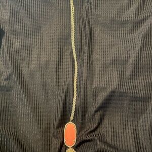 Kendra Scott Gold Necklace with Coral Pendant EUC RAYNE